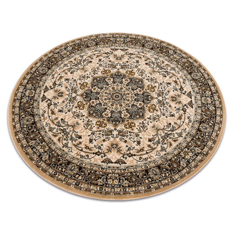 Dhrampla Oriental Wool Area Rug, Beige/Green, Round 200cm