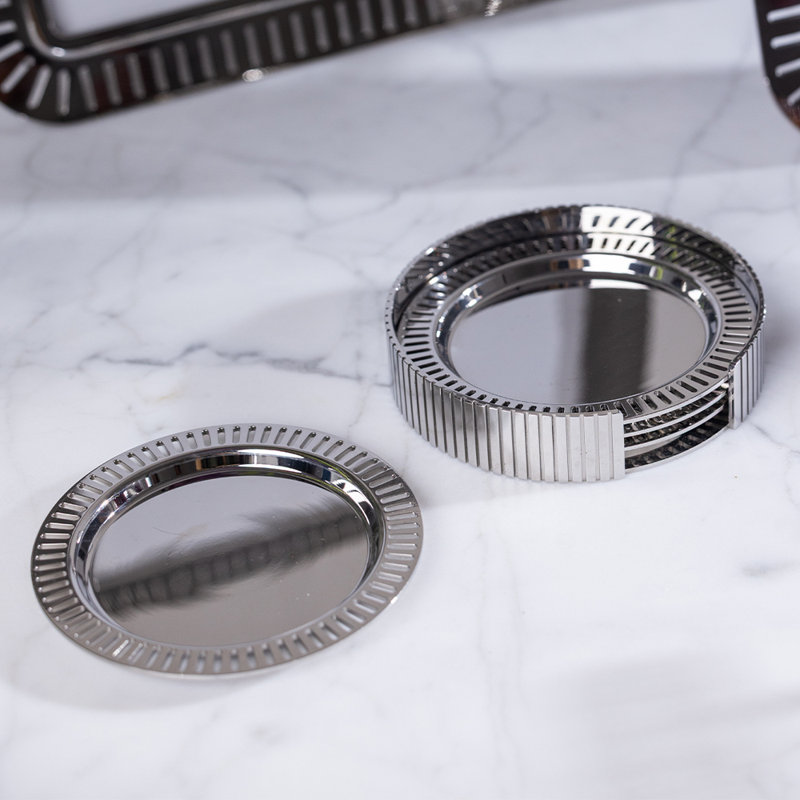 Striations Coasters, Silver