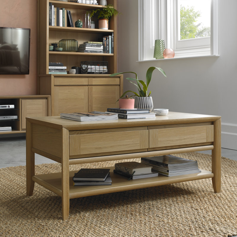 Izzie Four Leg Coffee Table with Storage, Brown, Brown