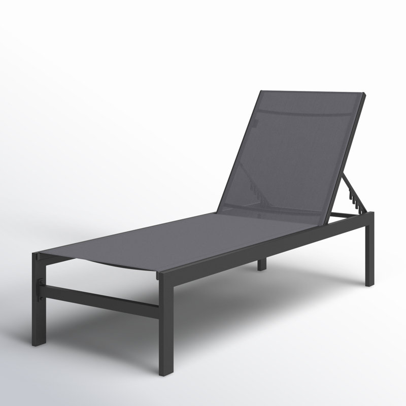 Assane Outdoor Metal Chaise Lounge, Gray