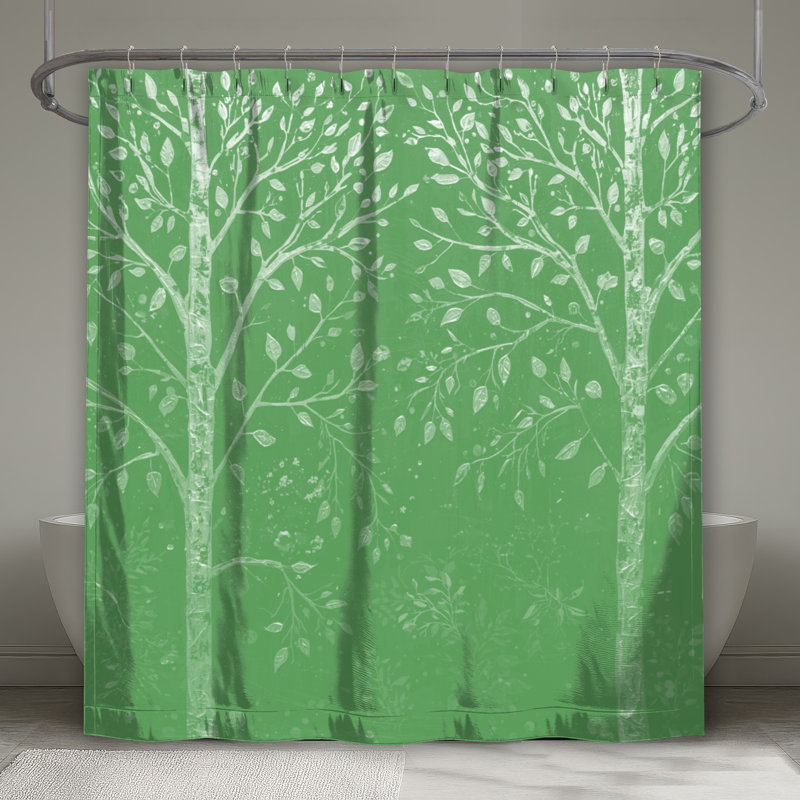 Arbres dorés sur des rideaux de douche noirs très longs, L 70 po x H 93 po, Black Gold