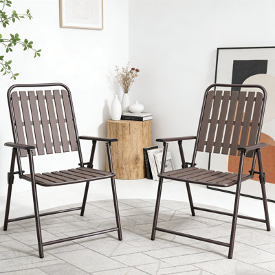 2-Piece Outdoor Patio Folding Dining Armchair(Set Of 2)