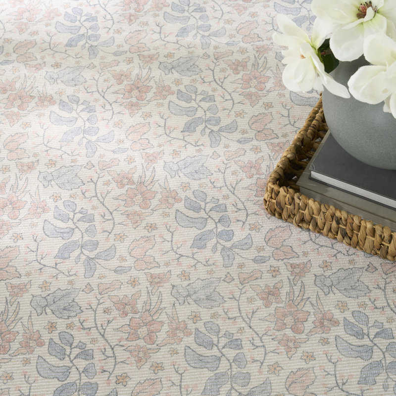 Nourison Botanical Washables 5' x 7' Ivory Multicolor Farmhouse Indoor Rug, Rectangle 5' x 7', Multicolor Ivory