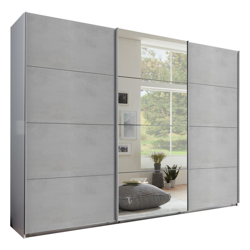 Barlowe 3 Door Manufactured Wood Wardrobe, Grey