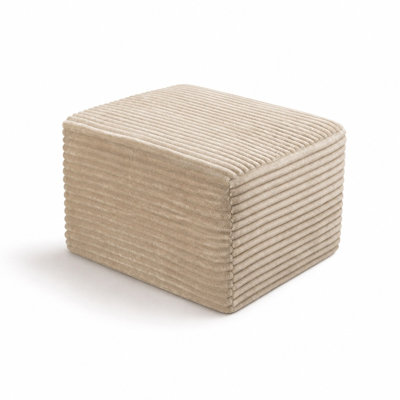 Repose-pieds carré en velours côtelé côtelé avec coussin moelleux, repose-pieds multifonctionnel et siège supplémentaire, pouf rembourré compressé pour le salon, la chambre à coucher et un appartement