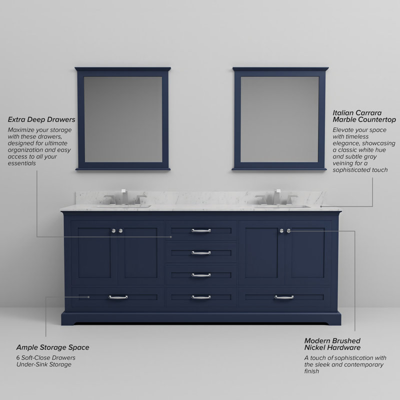 Dukes 80 in W x 22 in D Double Bath Vanity, Navy Blue