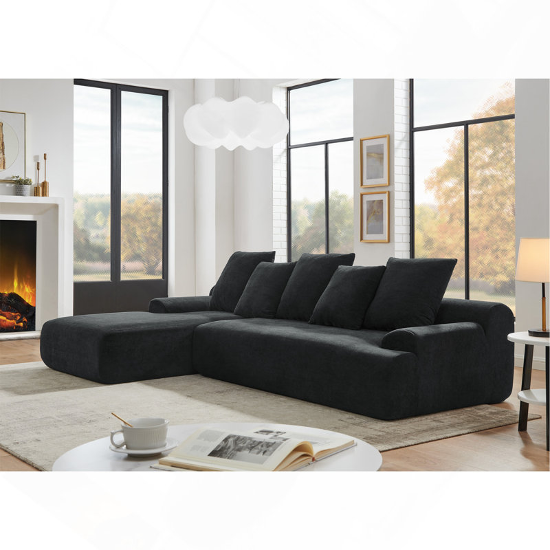 Canapé modulaire en L 110,25 po x 67 po, Noir
