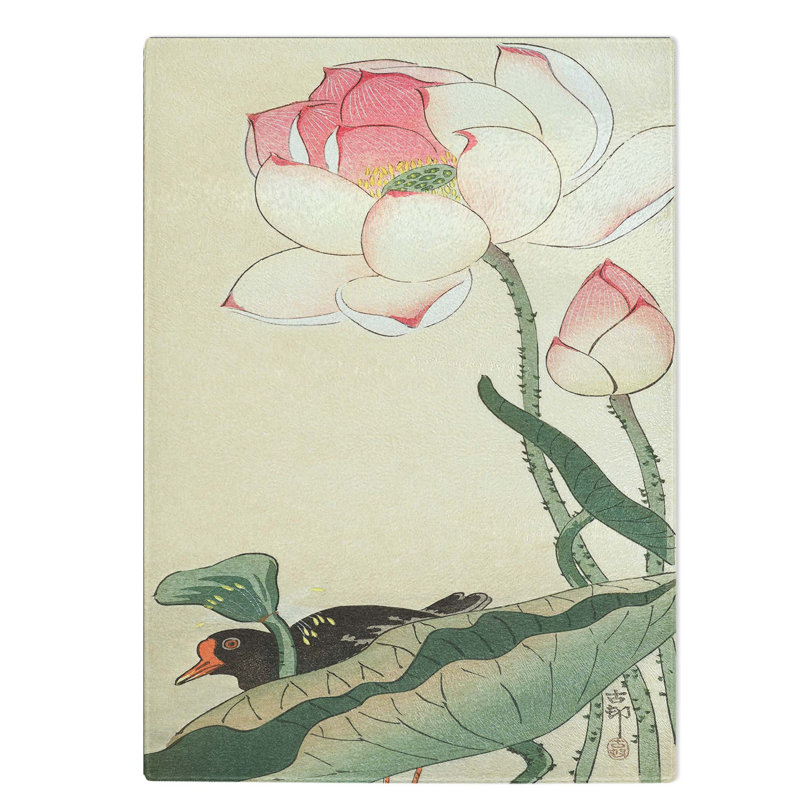 Glass Gallinule With Lotus Flower by Ohara Koson Chopping Board, 39 cm W x 28.5 cm L