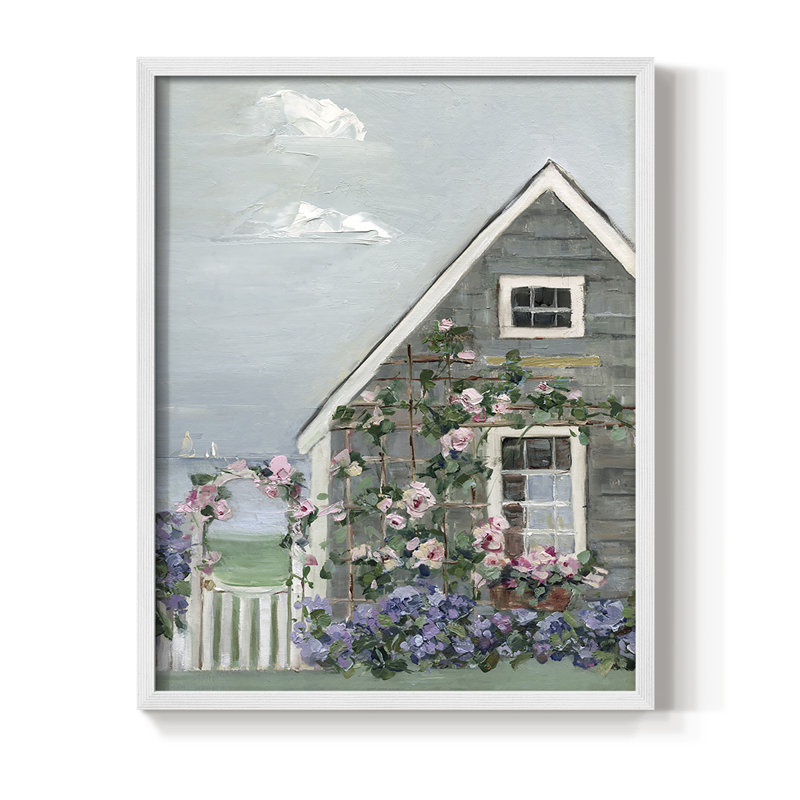 Coastal Cottage II, reproduction encadrée - bois massif, H 11 po x l 9 po, Blanc