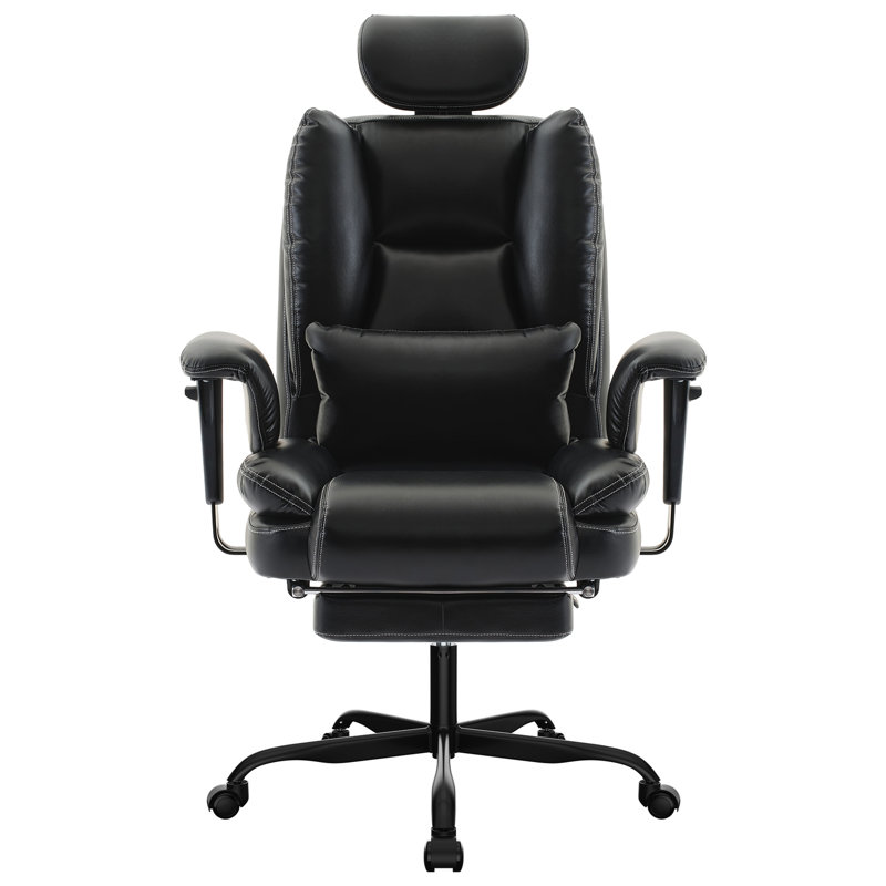 Chaise multifonctionnelle avec repose-pieds réglable et extensible, bureau ergonomique en cuir synthétique, base en métal relevable