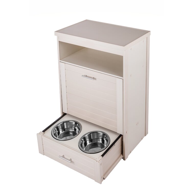 Ian Ecoflex Dog Food Storage Pantry Double Bowl Archie & Oscar Color: Antique White