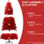 Arbre de Noël rouge riche de 5 pi, 624 pointes denses et réalistes, branches articulées à action rapide, support en métal robuste de 60 po, entièrement rempli et facile à assembler
