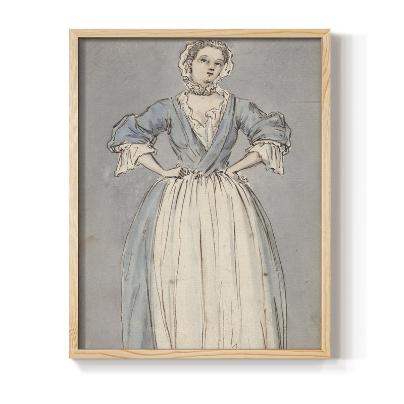 «Vintage Portrait Print», reproduction encadrée Cxx - bois massif, Naturel, H 21 po x l 17 po