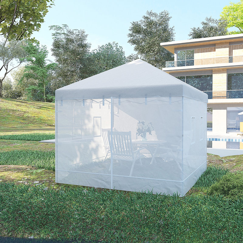 Pop Up Canopy Walls, Universal Replacement Netting, Set Of 4 Mesh Screen Sidewalls, Patio Netting With 6 Service Windows And 1 Door For 10' X 10' Canopy Tent