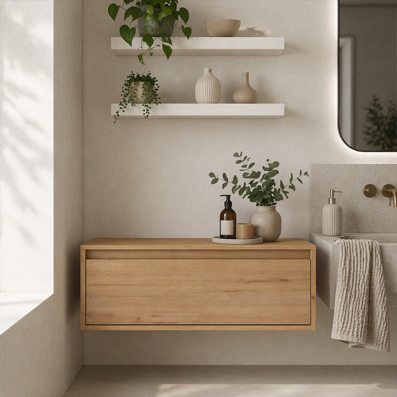 30" Bathroom  Cabinet,Soft Close Drawer,Float Mounting Design (Only Vanity, Without Sink)