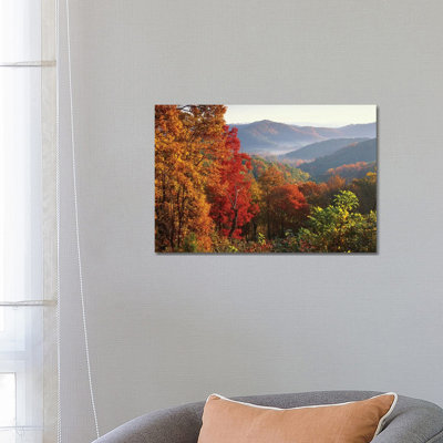 Autumn Foliage on Blue Ridge Range Near Jumping off Rock, North Carolina 1 Piece Wrapped Canvas Wall Art