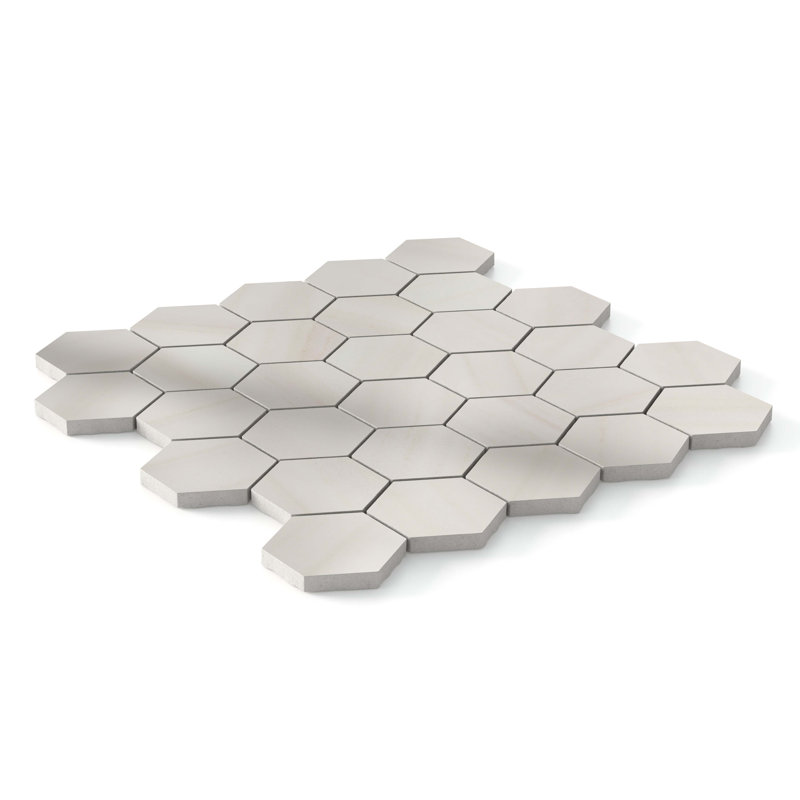 Dolomita Polished Hexagon Mosaic Wall & Floor Tile (.80 Sq. Ft. /Sheet), Ivory