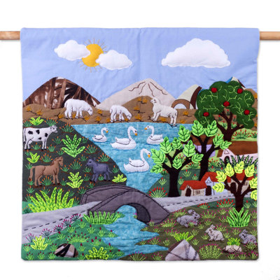 Suspension murale patchwork lakeside village