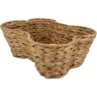 Panier à jouets pour chien, panier en forme de chat et d'os de jacinthe, organisateur de bac à jouets pour animaux en osier, rangement pour jouets pour chien, bac à jouets pour chien, panier pour chien