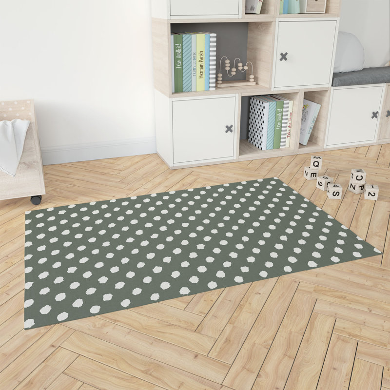 Grunge Dot Kids Play Mat, Rectangle 5' x 7', Chimichurri/Green