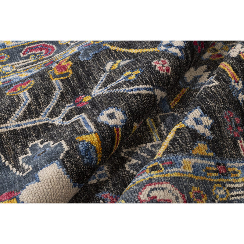 Rock My Classics Wool Oriental Area Rug in Black/Midnight Blue, Rectangle 10' x 14'