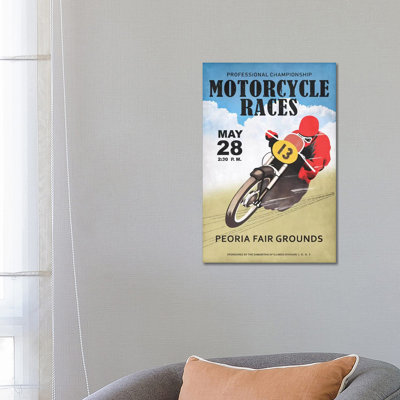 Motor-Cycle Races Roanoke by Mark Rogan - Print on Canvas