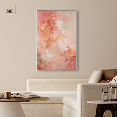 Blush Cloud II Canvas Print Colorful Wall Decor by Art Remedy, White Frame, 36 x 54