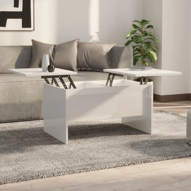 Husai Coffee Table 80x50x42,5 cm Engineered Wood, High Gloss White