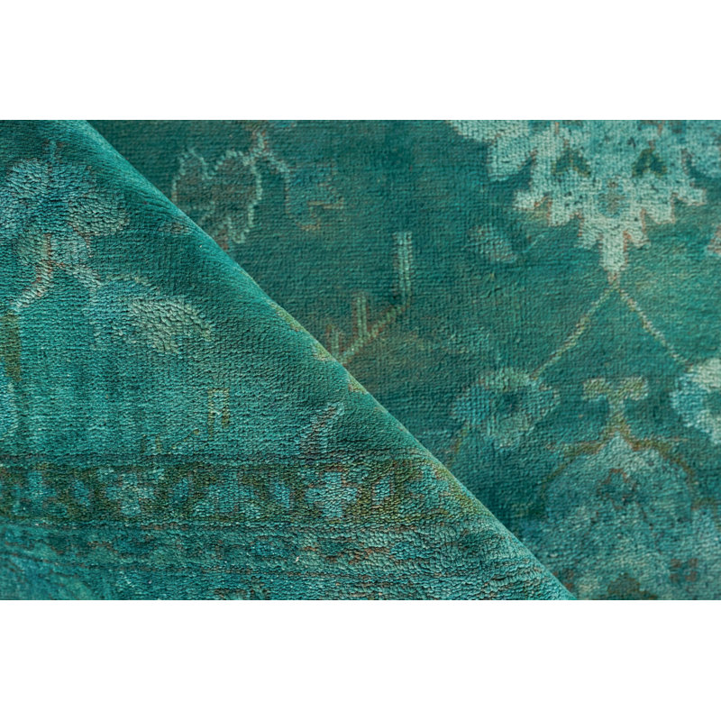 Overdye Antique Weave hand-knotted New Zealand Wool Green Area Rug