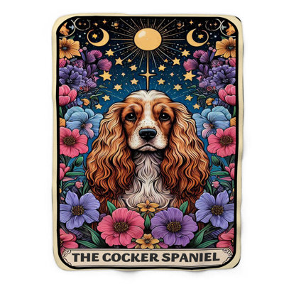Cocker Spaniel Tarot Card - 1 Piece Premium Sherpa Blanket