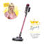 Swan x Lynsey SC15825QOC Cordless Stick Vacuum with 3 Speed Controls, Rechargeable Battery, Anti-Tangle Floorhead, Includes 2-in-1 Crevice Tool, Long Nozzle, Motorised Pet Tool, 29.6V, Pink