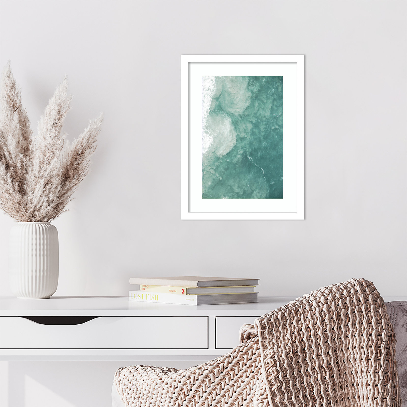 Oceano by Shot by Clint Wood Framed Wall Art Print, White, 17" H x 13" W
