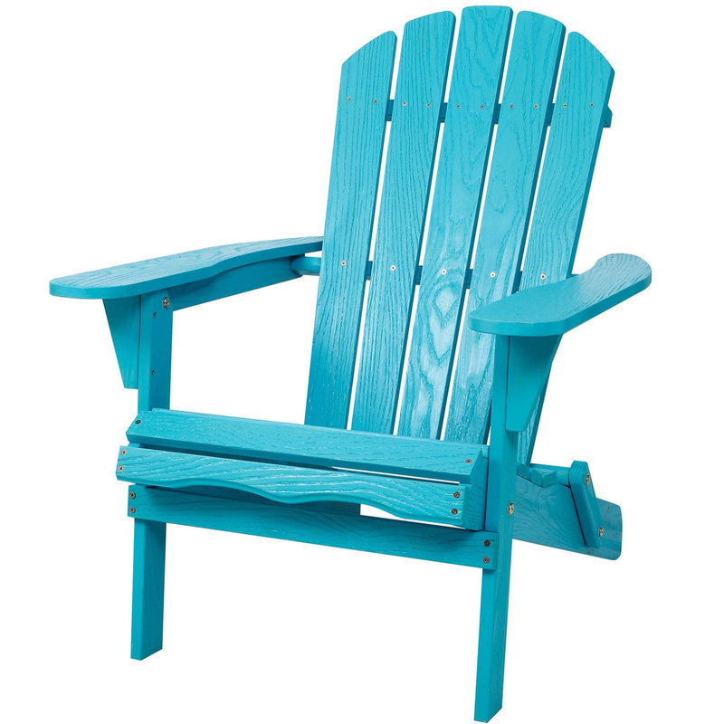 Embossed Wooden Outdoor Folding Adirondack Chair with Pre-Assembled BackRest & SeatBoard,Wood Patio Chair for Garden Backyard Porch Pool Deck Firepit with Wood Grain