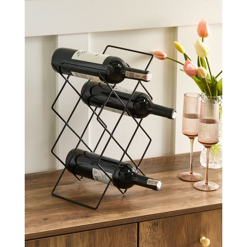 9 Bottle Open Shelving Wine Bottle Rack Black