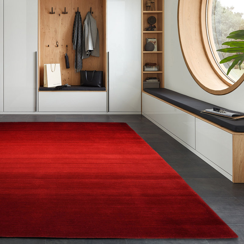 Knag Handmade Wool Carpet In Red, Rectangular 90 x 160 cm