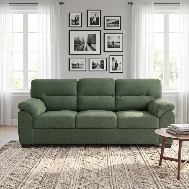 Canapé 3 places, canapé rembourré vert foncé, mobilier de salon moderne, Vert foncé