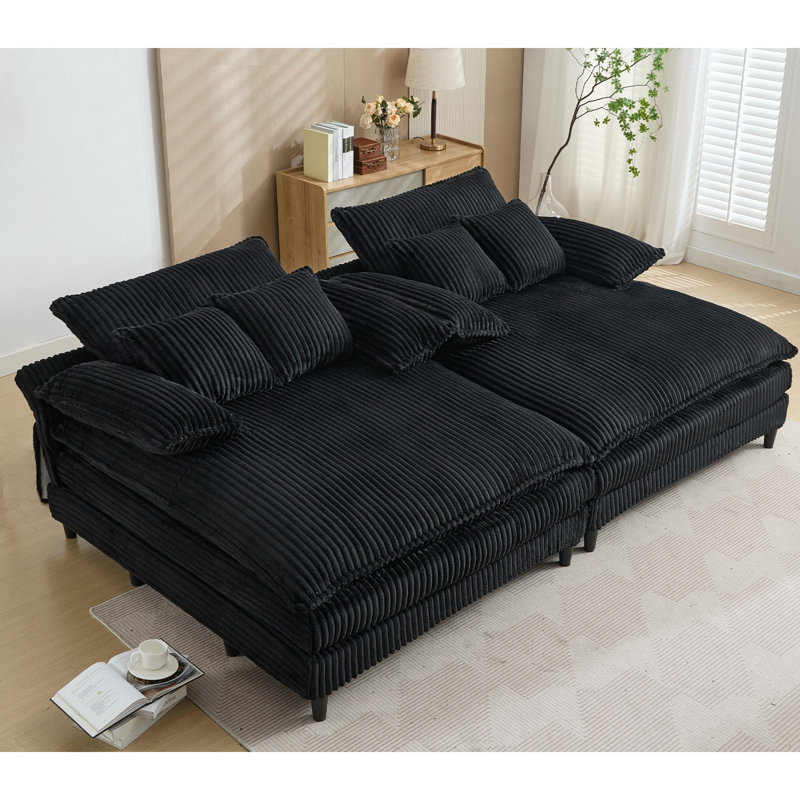Méridienne surdimensionnée double l 109 po, Noir