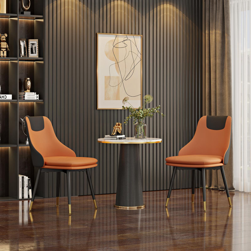 Ensemble de chaises de salle à manger modernes et luxueuses, Orange / noir