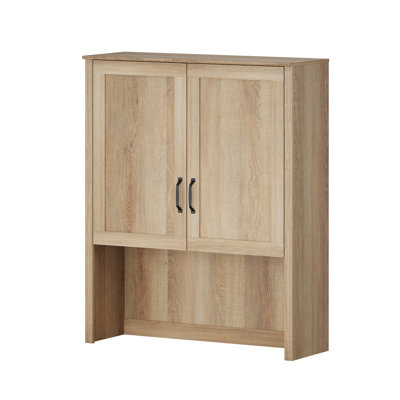 Oak Bookcase With Wood Doors And Bar Hutch, 33.9'' W（Pair With The Lower Half Of The Scarlett Series）