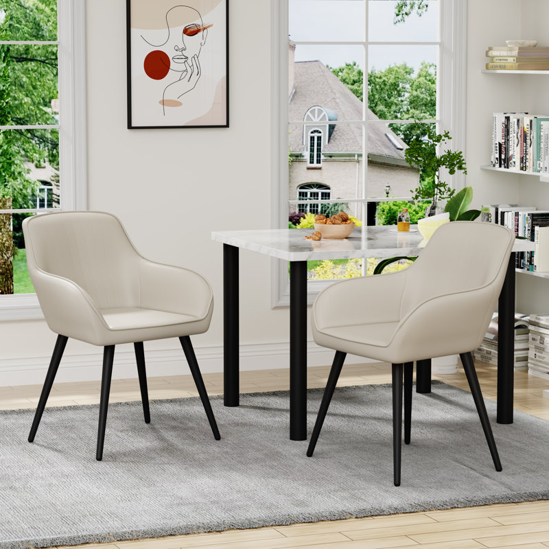 Deverell 18.3'' H Faux Leather Upholstered Armchair, Beige