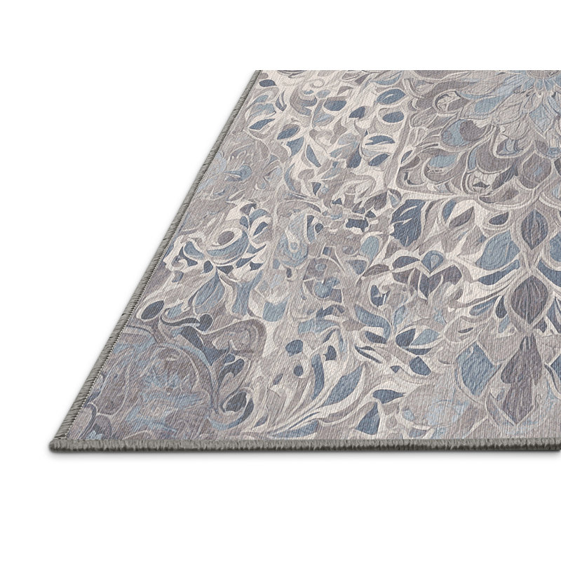 Machine Washable Gray Area Rug, Square 6'