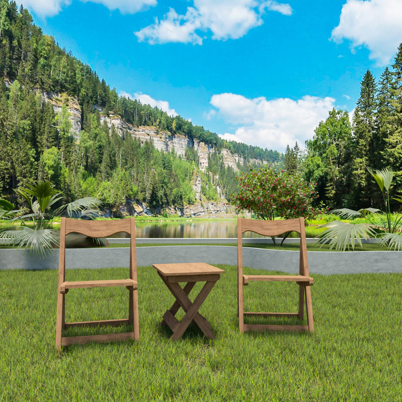 Bistro d'extérieur fabriqué à partir de hanches avec 2 chaises et une table rectangulaire, look pliable pour la cour