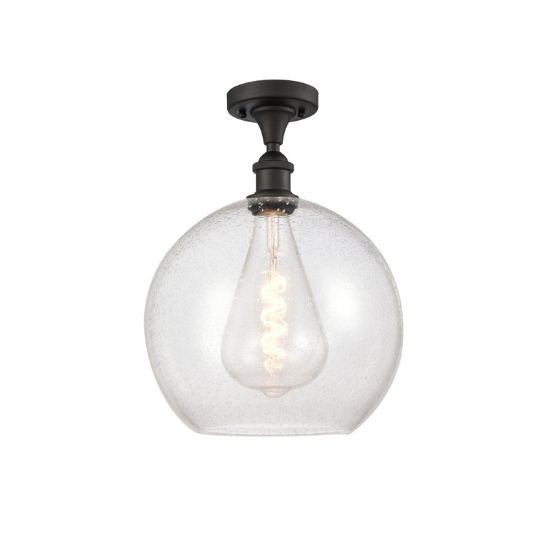 Plafonnier semi-encastré 1 lumière, H 16,38 po x l 11,75 po x P 11,75 po, DEL, Bronze huilé