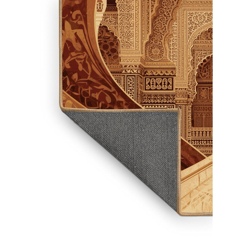 Tapis oriental moelleux et moelleux de style oriental ornemental en brun - reliure brun clair, 2 x 5