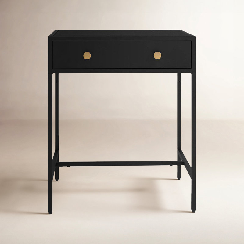 Julina 24" Tall 1 Drawer Storage Metal Nightstand, Black