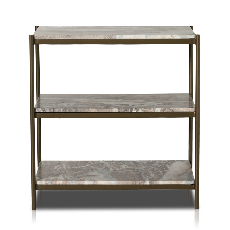 Table de bout avec rangement Aurelia, Laiton antique / canyon