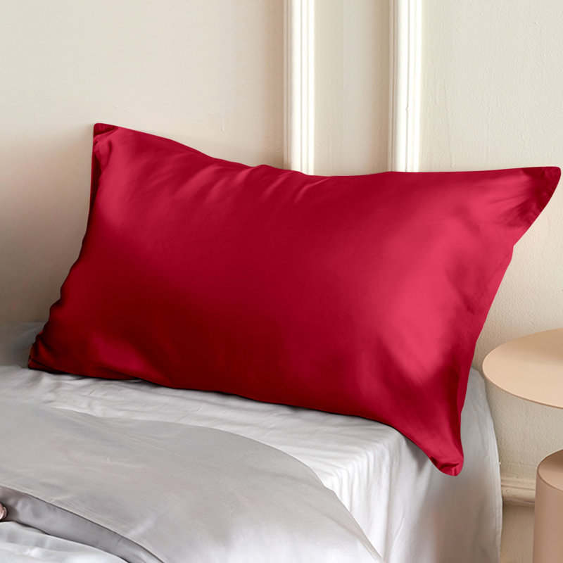 Taie d'oreiller en soie naturelle Zippered, Grand, Rouge