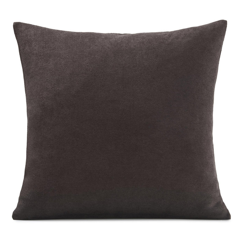 Nalaiyah Velvet Chenille Scatter Cushion Cover with Filler Pad, 45cm x 45cm, Chocolate