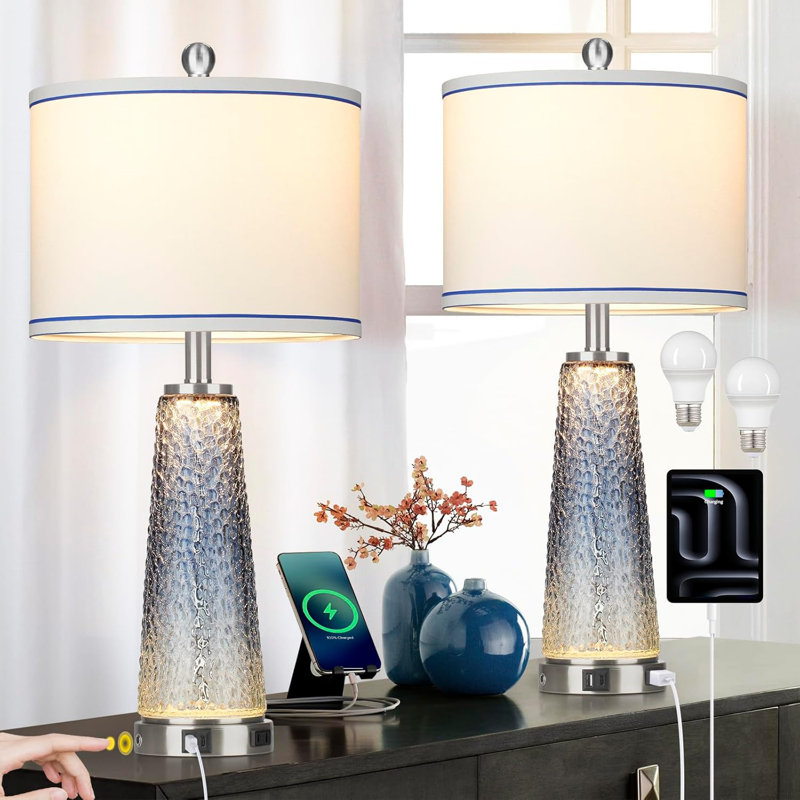 Lampes de table avec ports USB, prise de courant et commande tactile - (ampoules incluses)