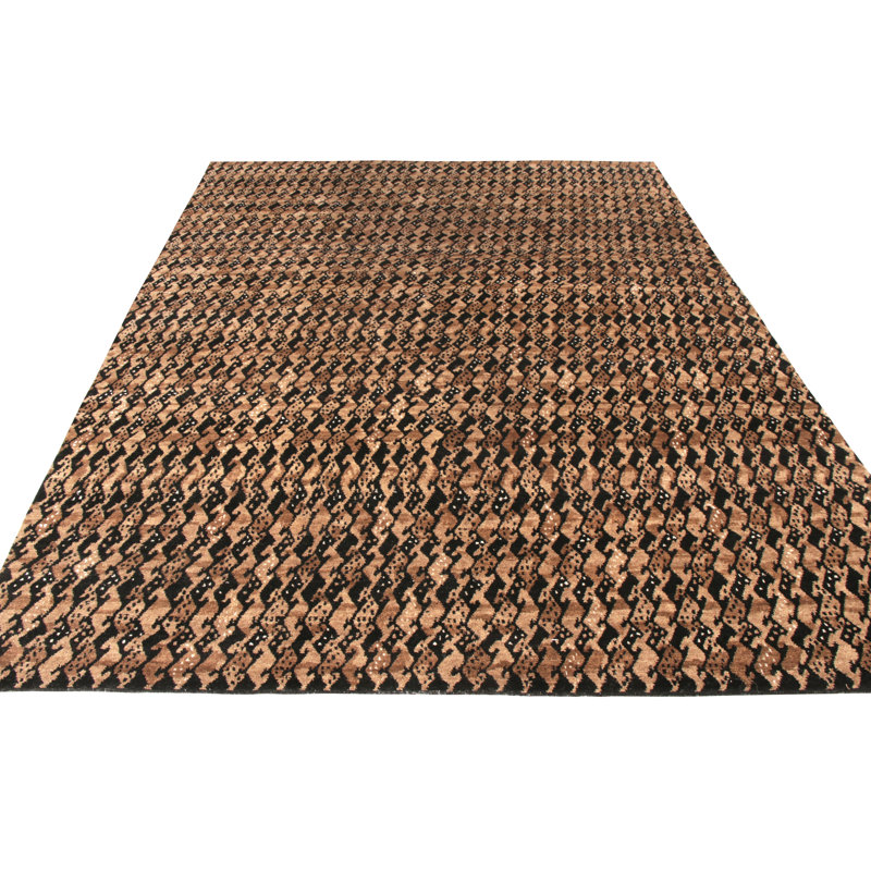 Scandinavian Hand Knotted Wool Geometric Area Rug, Rectangle 12' x 16'